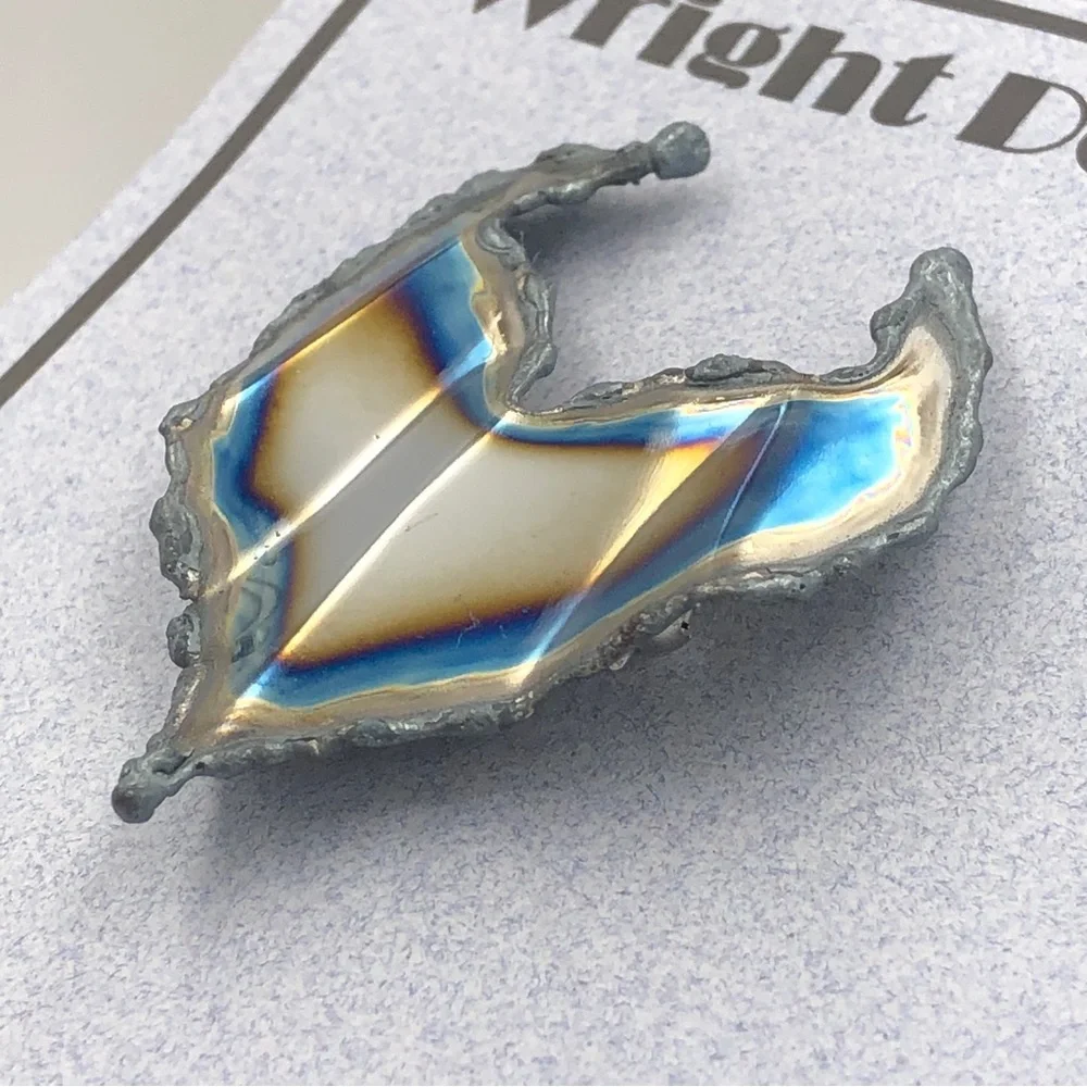 🌼 Horned Heart Funky Metal Artesian Pin Brooch